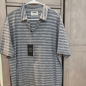 Linksoul Gray and White Striped Polo Shirt